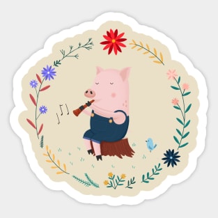 Flute Pig Sticker